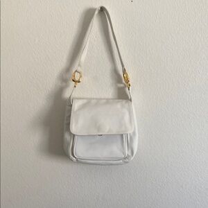 FRENCHY of California Elegant White Leather Shoulder Bag. Made in USA